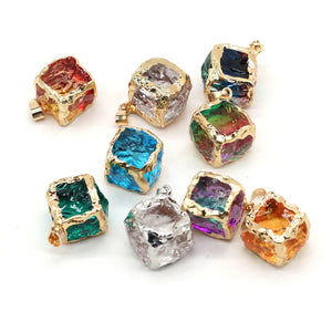 Natural Multi-color Crystal Pendant Spacer Bead DIY Necklace Earrings