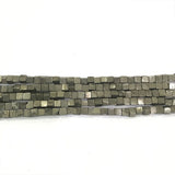 Natural Stone Golden Iron Pyrite Cube Beads 15 inch Strand DIY Jewelry