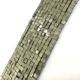 Natural Stone Golden Iron Pyrite Cube Beads 15 inch Strand DIY Jewelry