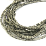 Natural Stone Golden Iron Pyrite Cube Beads 15 inch Strand DIY Jewelry