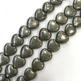 ZHEN-D Golden Iron Pyrite High Heart Loose Beads Strand 15''