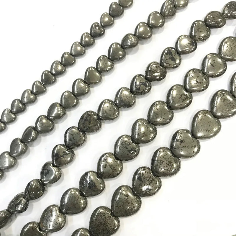 ZHEN-D Golden Iron Pyrite High Heart Loose Beads Strand 15''