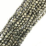 ZHEN-D Natural Stone Golden Iron Pyrite Round Beads Strand 15.5'' DIY