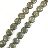 ZHEN-D Natural Stone Golden Iron Pyrite Round Beads Strand 15.5'' DIY