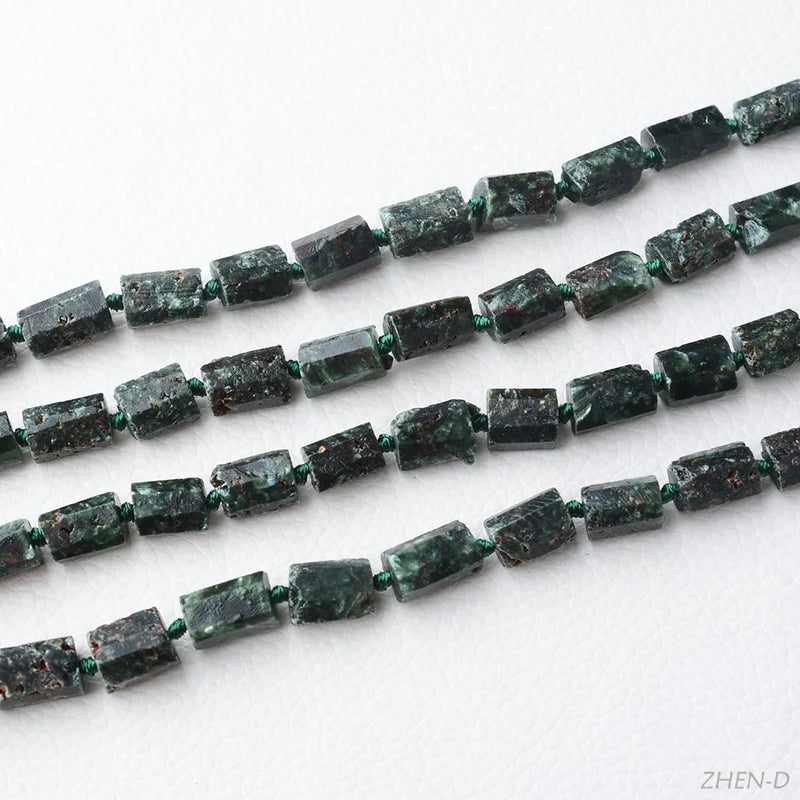 ZHEN-D Green Seraphinite Irregular Beads for Jewelry Making