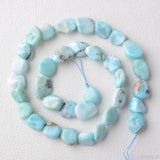ZHEN-D Larimar Irregular Oval Loose Beads for Jewelry Making