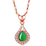 925 Silver Necklace with Emerald Zircon Water Drop Pendant