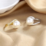 Pearl Zircon Ring Silver 925 Women Jewelry Wedding Party Engagement
