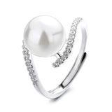 Pearl Zircon Ring Silver 925 Women Jewelry Wedding Party Engagement