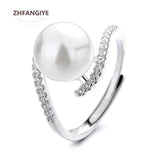 Pearl Zircon Ring Silver 925 Women Jewelry Wedding Party Engagement