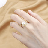 Pearl Zircon Ring Silver 925 Women Jewelry Wedding Party Engagement