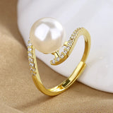 Pearl Zircon Ring Silver 925 Women Jewelry Wedding Party Engagement