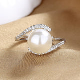 Pearl Zircon Ring Silver 925 Women Jewelry Wedding Party Engagement