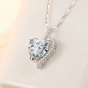 Heart Necklace with Ruby Zircon Gemstone Pendant 925 Silver Jewelry for Women