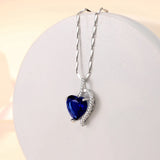 Heart Necklace with Ruby Zircon Gemstone Pendant 925 Silver Jewelry for Women