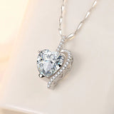 Heart Necklace with Ruby Zircon Gemstone Pendant 925 Silver Jewelry for Women