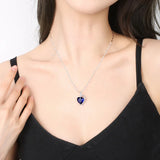 Heart Necklace with Ruby Zircon Gemstone Pendant 925 Silver Jewelry for Women