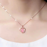 Heart Necklace 925 Silver with Rose Quartz Pendant