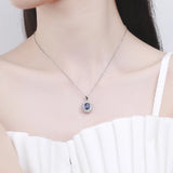 925 Silver Necklace with Sapphire Zircon Gemstone Pendant