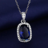 Sapphire Zircon Pendant Necklace 925 Silver Jewelry for Women
