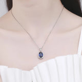 Sapphire Zircon Pendant Necklace 925 Silver Jewelry for Women