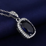 Sapphire Zircon Pendant Necklace 925 Silver Jewelry for Women