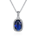 Sapphire Zircon Pendant Necklace 925 Silver Jewelry for Women
