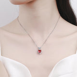 Heart Pendant Necklace Wedding Party 925 Silver Jewelry Ruby Zircon Gemstone
