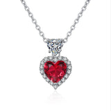 Heart Pendant Necklace Wedding Party 925 Silver Jewelry Ruby Zircon Gemstone