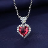 Heart Pendant Necklace Wedding Party 925 Silver Jewelry Ruby Zircon Gemstone