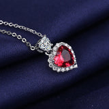 Heart Pendant Necklace Wedding Party 925 Silver Jewelry Ruby Zircon Gemstone