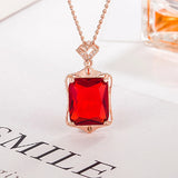 925 Silver Zircon Necklace Rectangle Pendant Bridal Jewelry