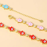 Colorful Drip Oil Metal Hand Chain Bangle Bracelet for Women