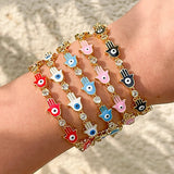 Colorful Drip Oil Metal Hand Chain Bangle Bracelet for Women