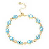 Colorful Drip Oil Metal Hand Chain Bangle Bracelet for Women