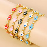 Colorful Drip Oil Metal Hand Chain Bangle Bracelet for Women