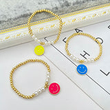 Pearls Statement Bracelets with Smiley Face Pendant