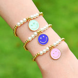 Pearls Statement Bracelets with Smiley Face Pendant