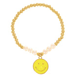 Pearls Statement Bracelets with Smiley Face Pendant