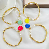 Pearls Statement Bracelets with Smiley Face Pendant