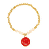 Pearls Statement Bracelets with Smiley Face Pendant