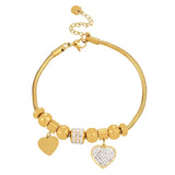 Titanium Steel Bangle Bracelet with Star Heart Pendant