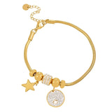 Titanium Steel Bangle Bracelet with Star Heart Pendant