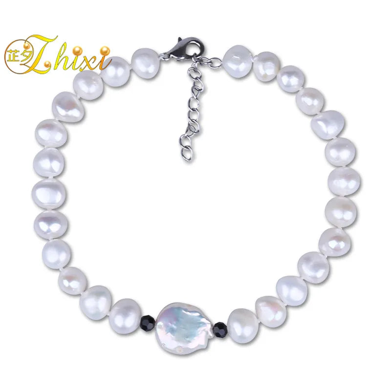 Baroque Pearl Anklet Real Freshwater Pearl Foot Chain 8-9mm