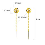 18K AU750 Plum Blossom Tassel Earrings for Women Fine Jewelry