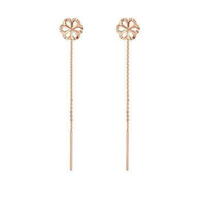 18K AU750 Plum Blossom Tassel Earrings for Women Fine Jewelry