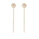 18K AU750 Plum Blossom Tassel Earrings for Women Fine Jewelry