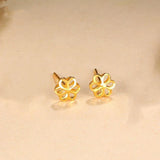 18K AU750 Plum Blossom Tassel Earrings for Women Fine Jewelry