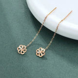 18K AU750 Plum Blossom Tassel Earrings for Women Fine Jewelry