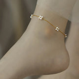 Natural Freshwater Pearl Retro Style Anklet Adjustable 14K Fine Jewelry
